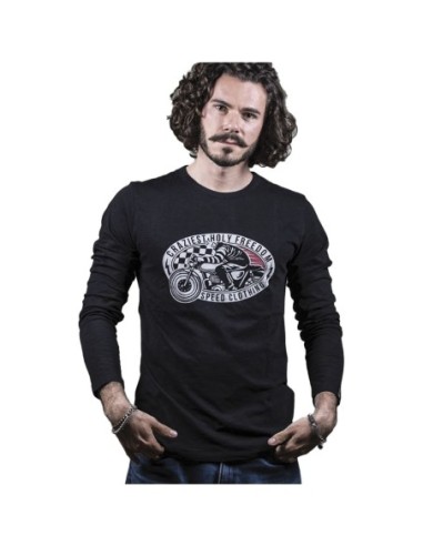 T-Shirt Holyfreedom Manica Lunga - Craziest Moto in tessuto di cotone colore nero - reference 2533HF